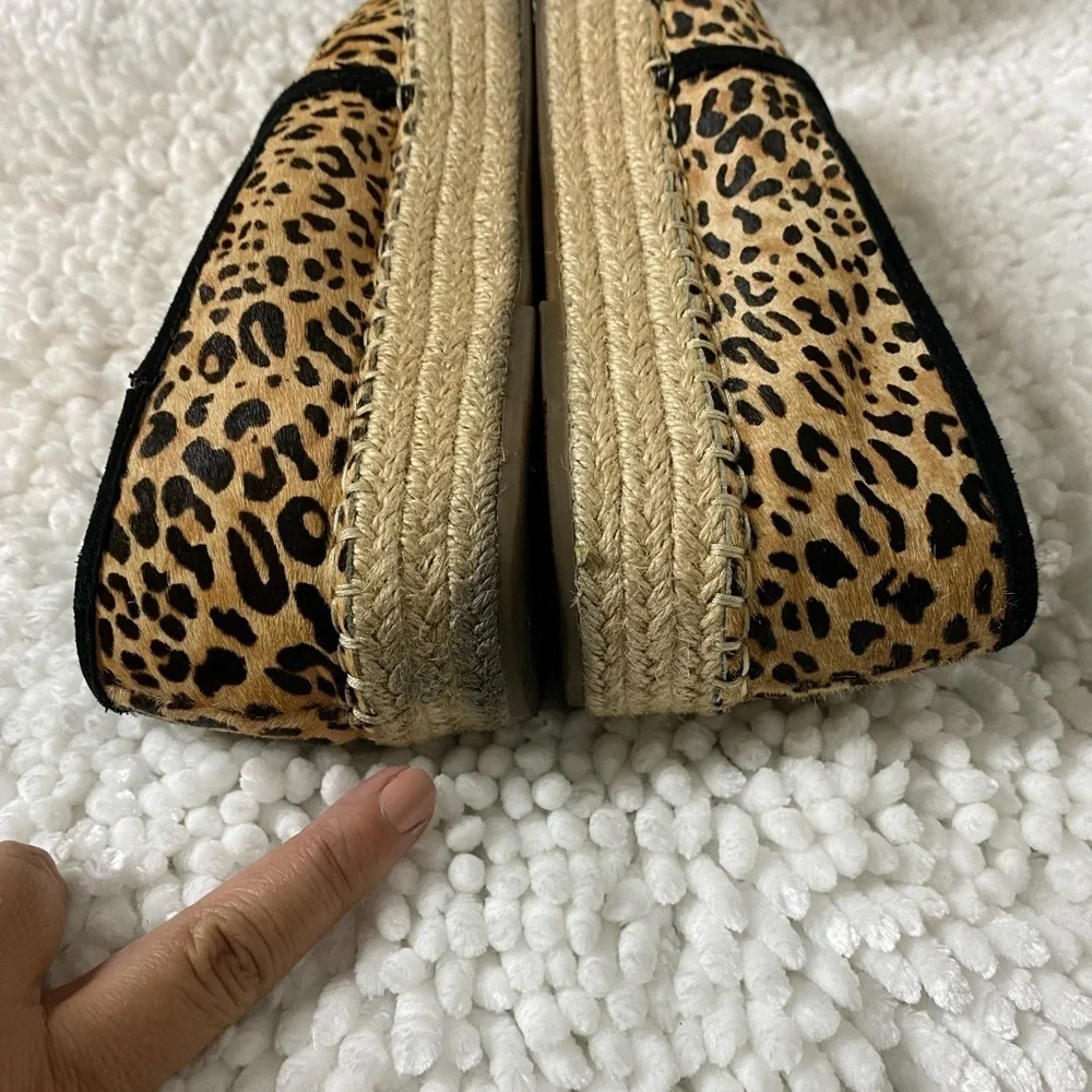 Gianni Bini Leopard Print Calf Hair Espadrilles Slip On Platforms Women’s size 8